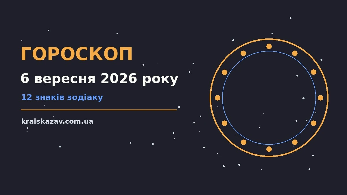 Гороскоп на 6 вересня 2026 року: орієнтири для кожного знака про настрій, справи та гроші