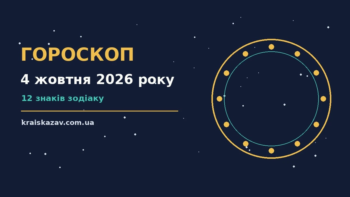 Гороскоп на 4 жовтня 2026 року: орієнтири для кожного знака про настрій, справи та гроші